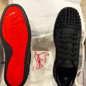 Christian Louboutin Black and Red Sneakers with Signature Red Sole